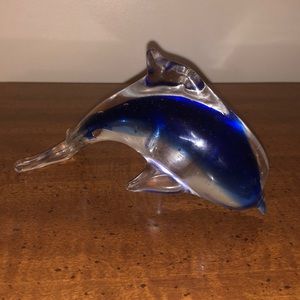 Glass Dolphin Paperweight